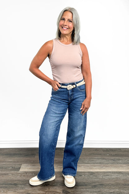 The Darcy Mid-Rise Tummy Control Barrel Jeans