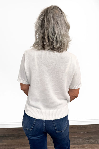 Women's American Flag Short Sleeve Sweater by Ava Lane