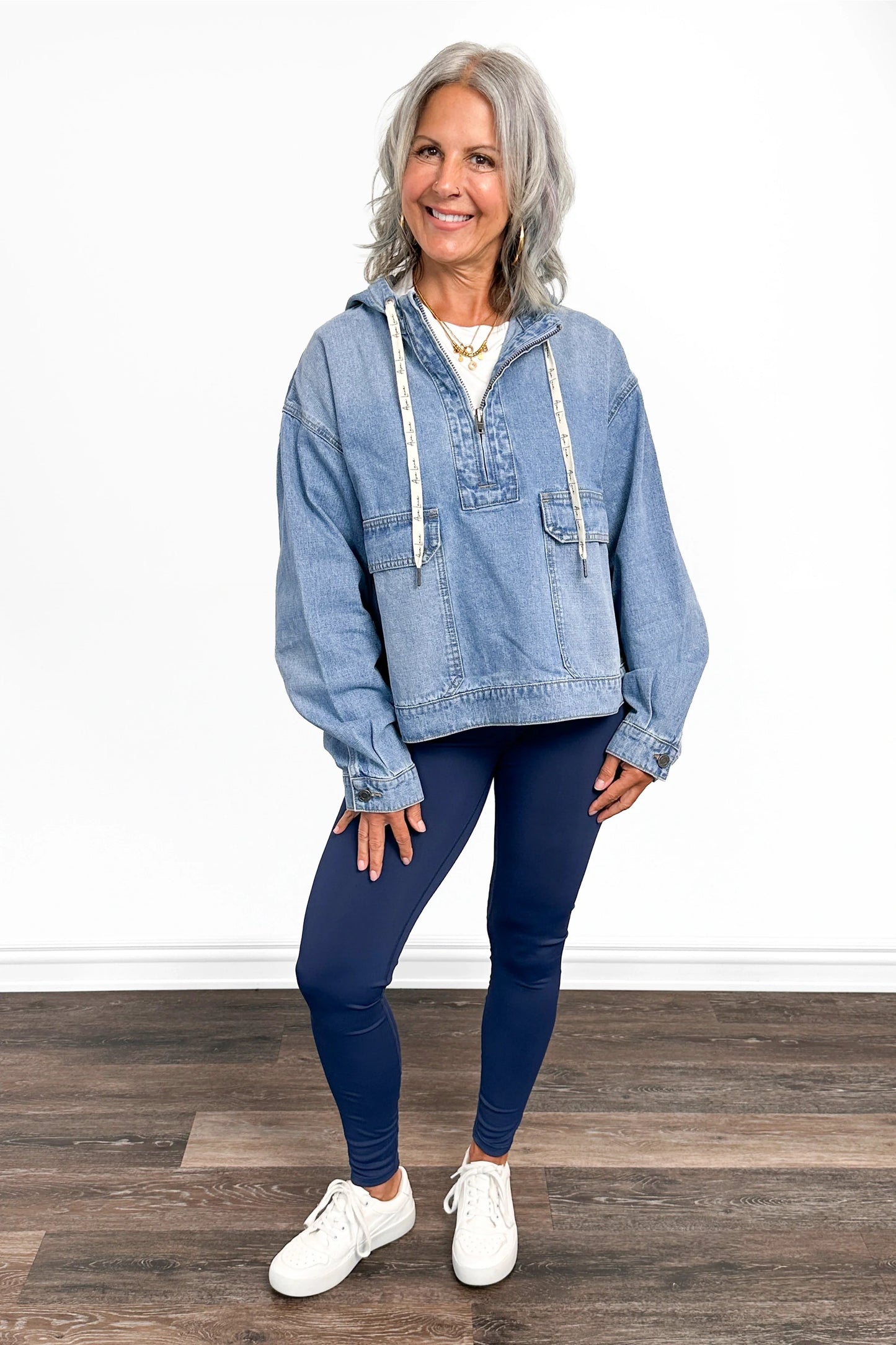 The Tate Long Sleeve Hooded Denim Jacket - Light Blue