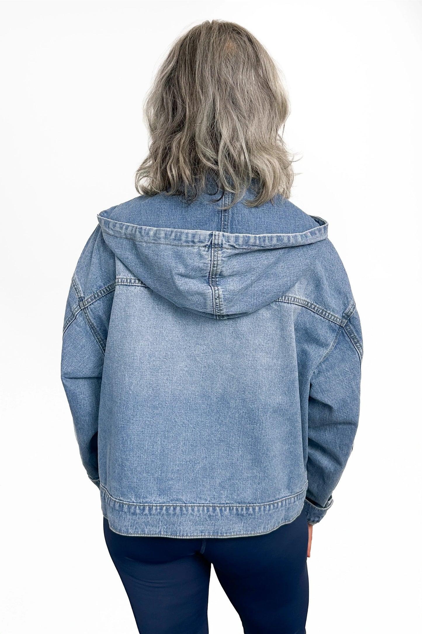 The Tate Long Sleeve Hooded Denim Jacket - Light Blue