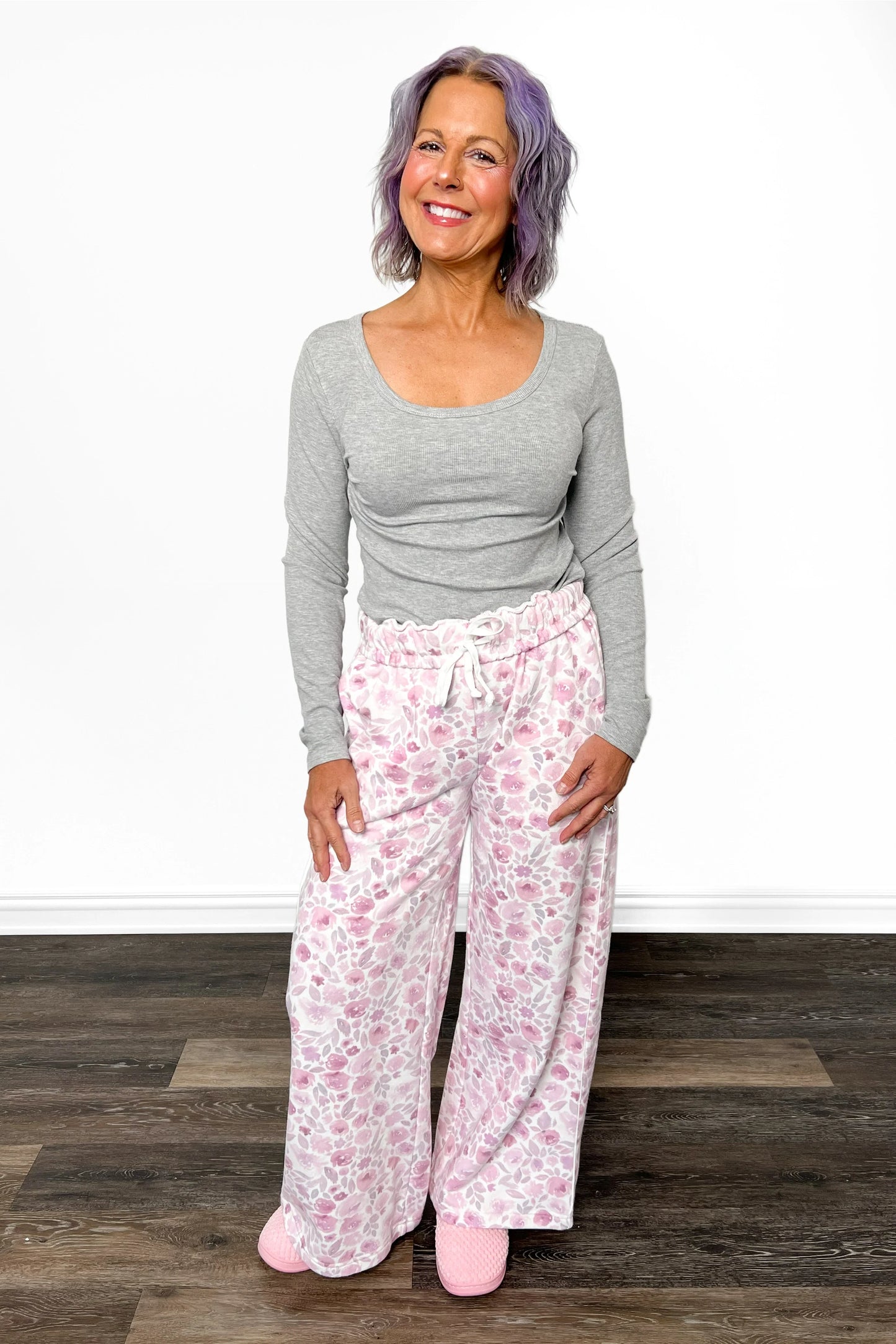 ALB Custom Women's Floral Print Wide Leg Pants - Two Inseams