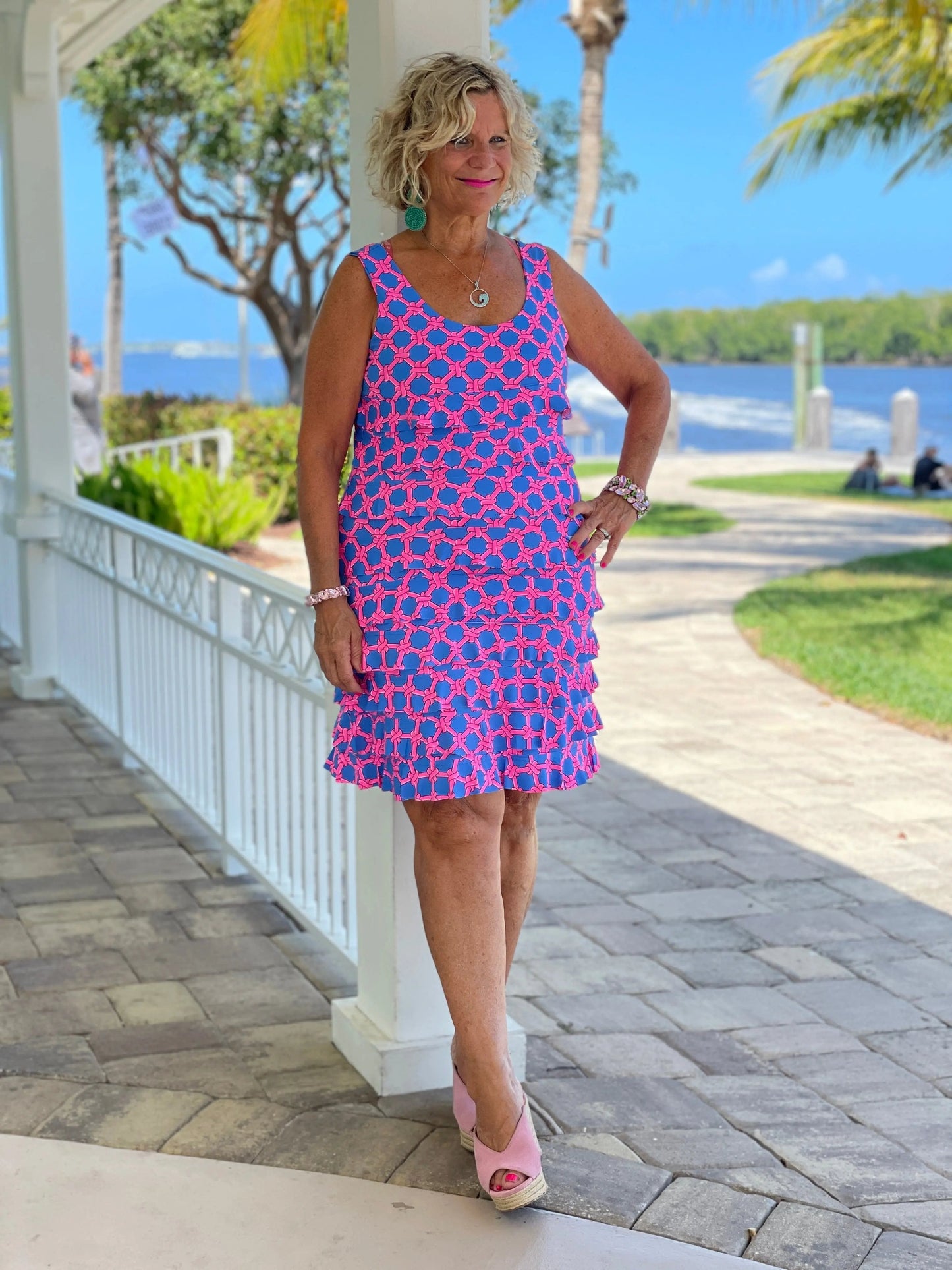 PINK SPADE LAYERED RUFFLE DRESS