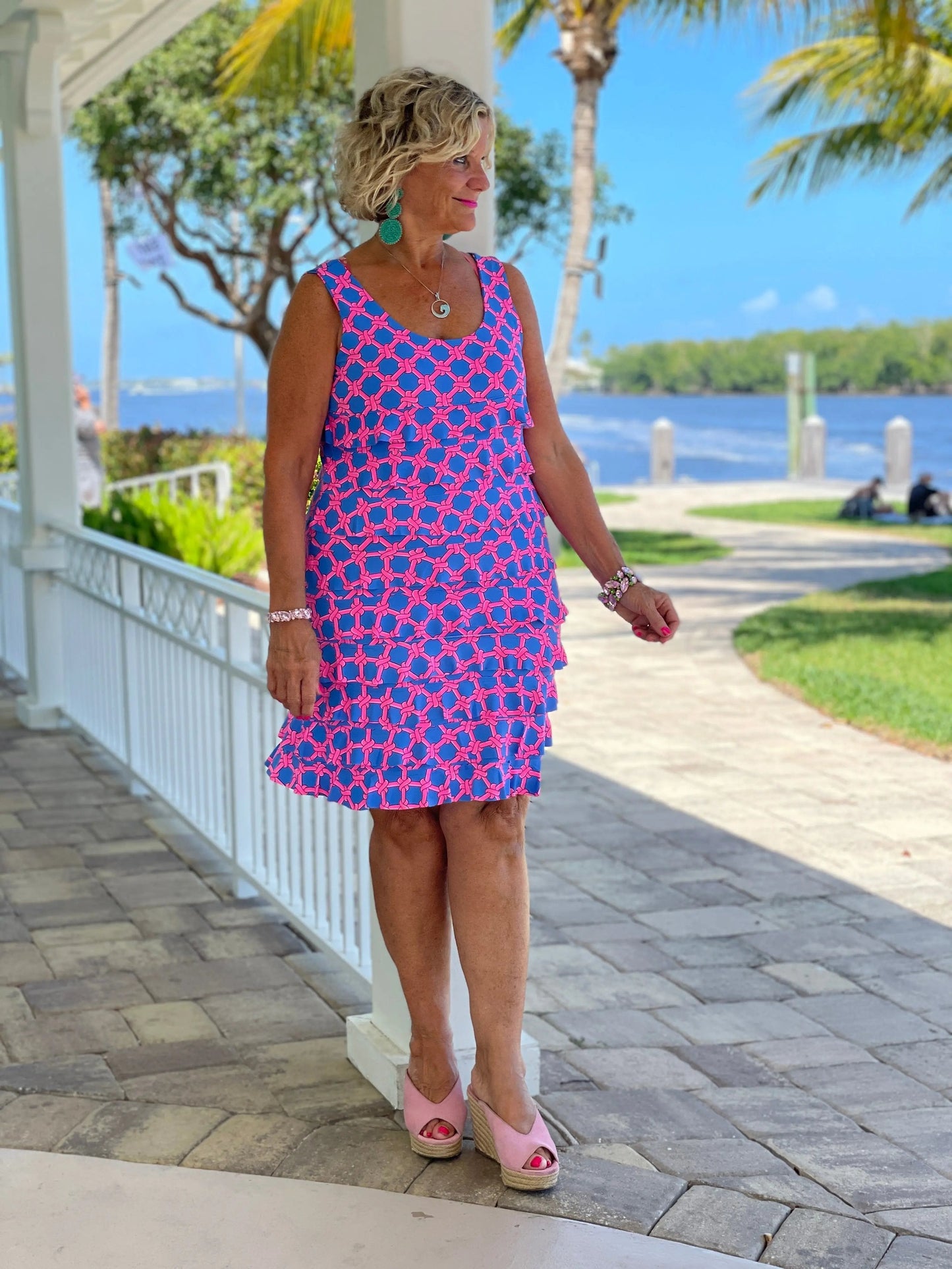 PINK SPADE LAYERED RUFFLE DRESS