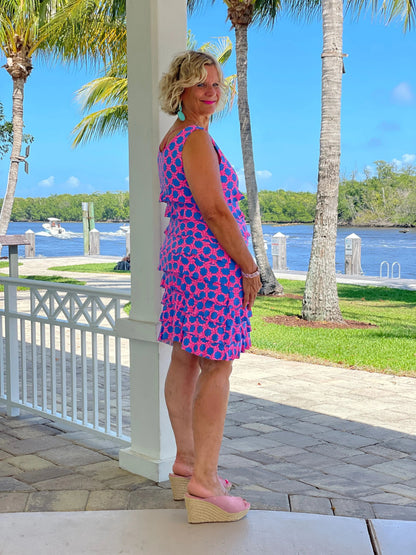 PINK SPADE LAYERED RUFFLE DRESS