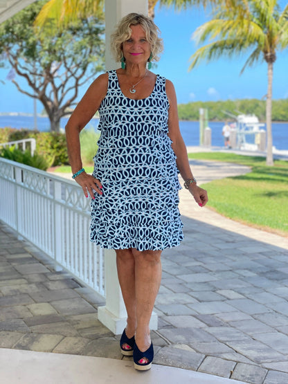 MELINA BLUE LAYERED RUFFLE DRESS