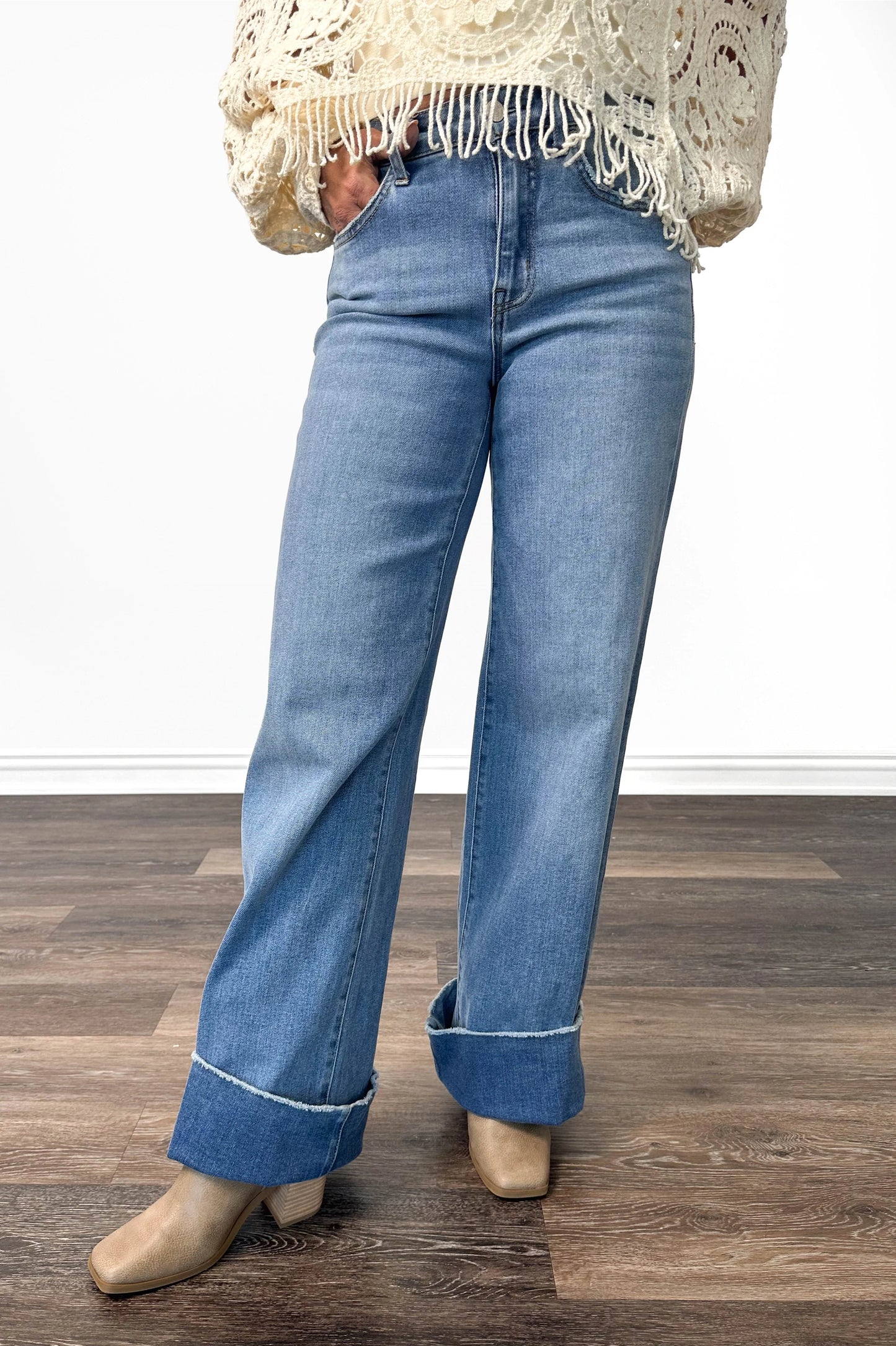 The Franki High-Rise A Line Wide Leg Denim