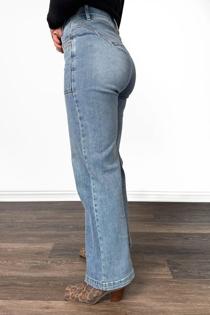 The Scout High-Rise Tummy Control Double Pocket Wide Leg Denim