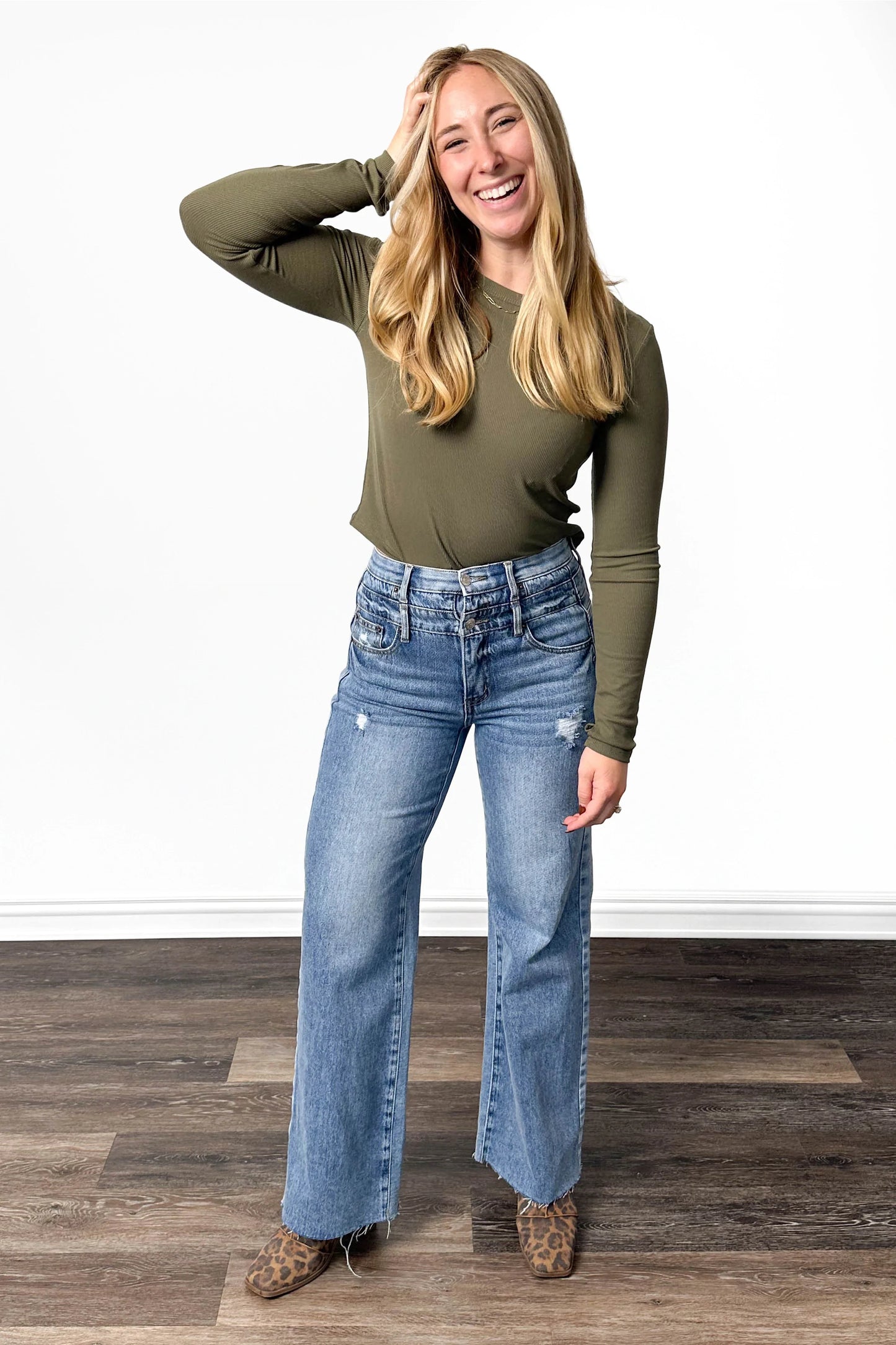 The Diane High-Rise Tummy Control Double Waist Wide Leg Denim