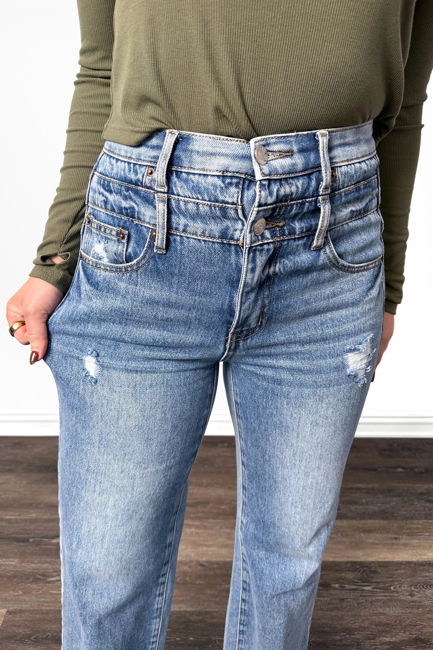 The Diane High-Rise Tummy Control Double Waist Wide Leg Denim