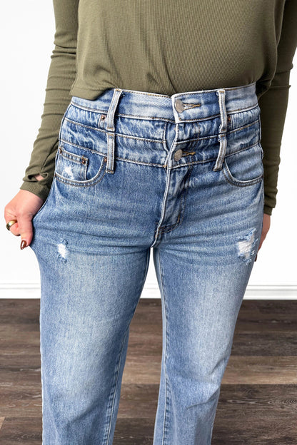 The Diane High-Rise Tummy Control Double Waist Wide Leg Denim