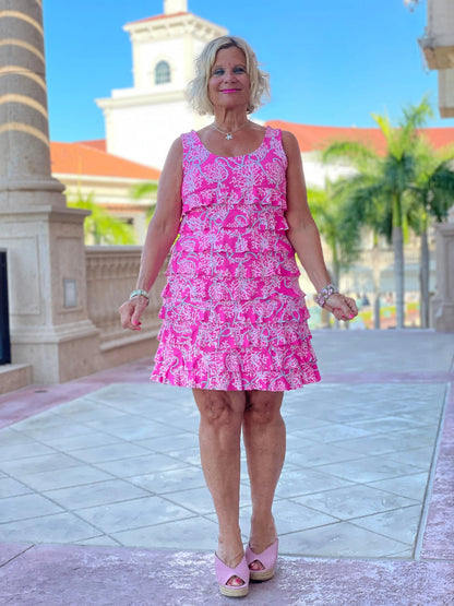 PINK LANE LAYERED RUFFLE DRESS
