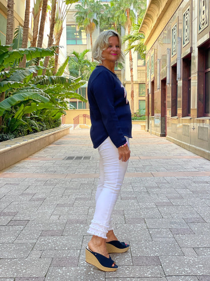 NAVY PALM TREE SWEATER