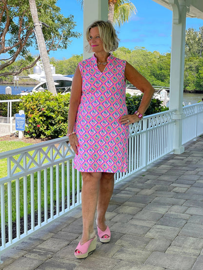 PALM TREE SIESTA COLLAR DRESS