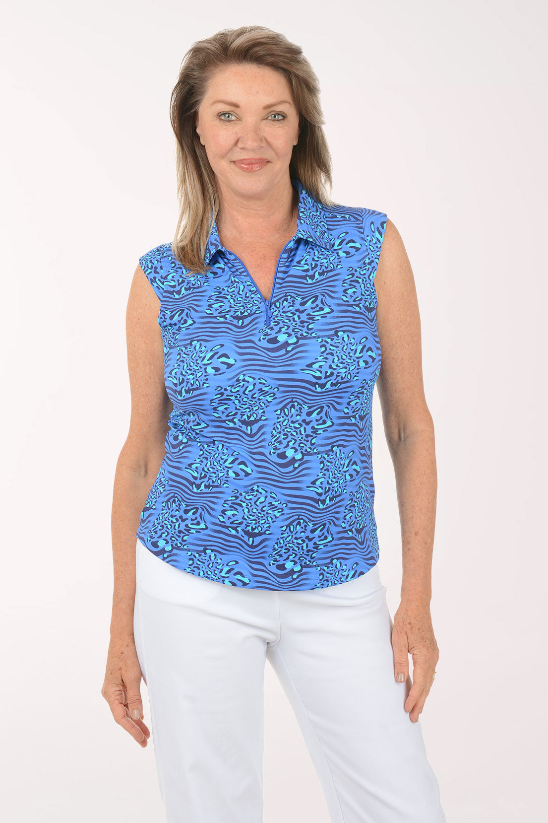 Yun Animal UPF50+ Sleeveless Polo Top