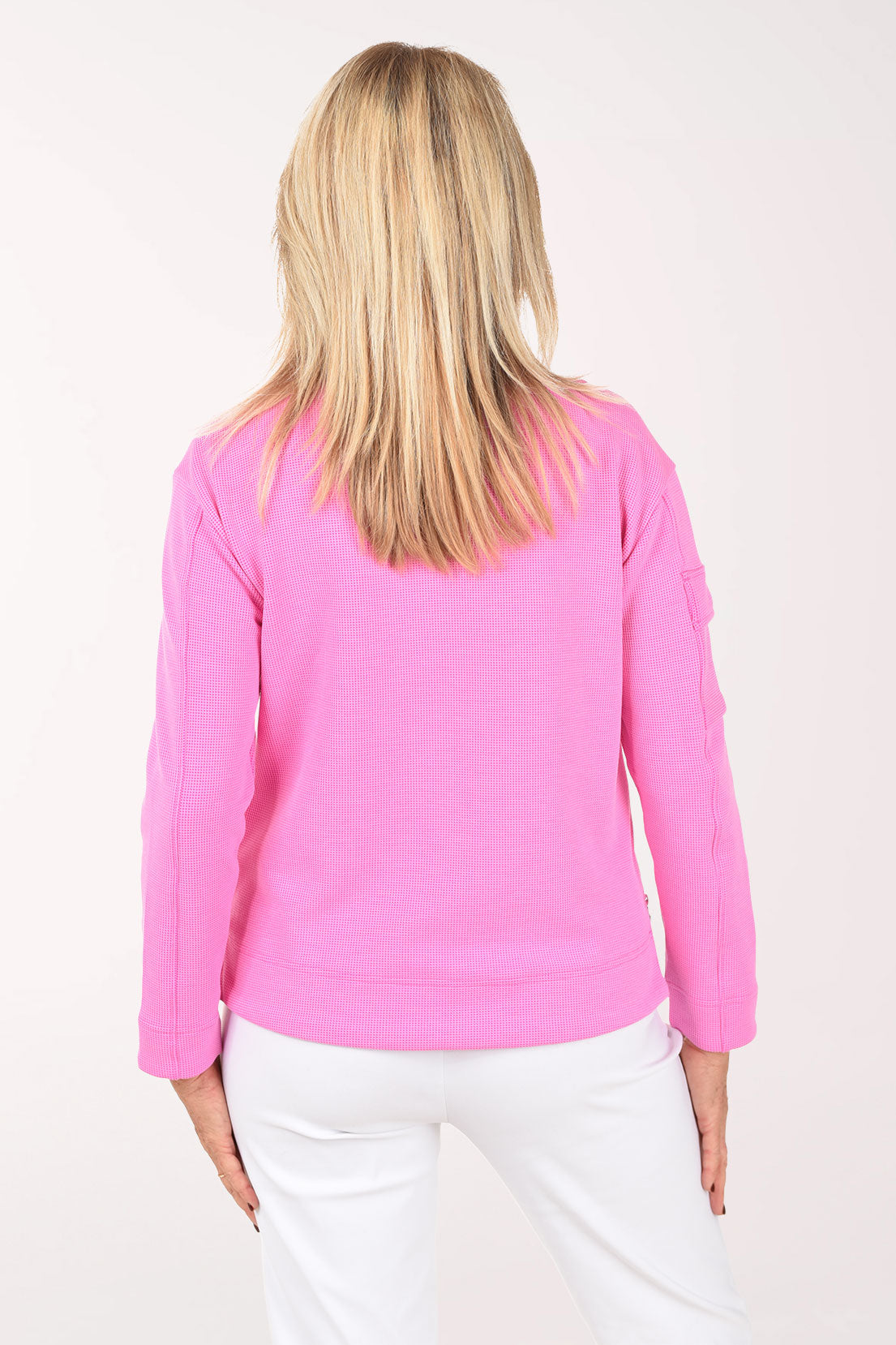 Waffle Knit Quarter Zip Pullover Sweatshirt