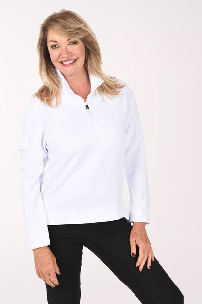 Waffle Knit Quarter Zip Pullover Sweatshirt