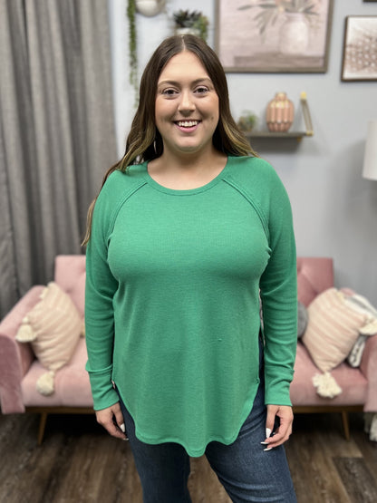 Absolutely You Women's Waffle Knit Long Sleeve Top