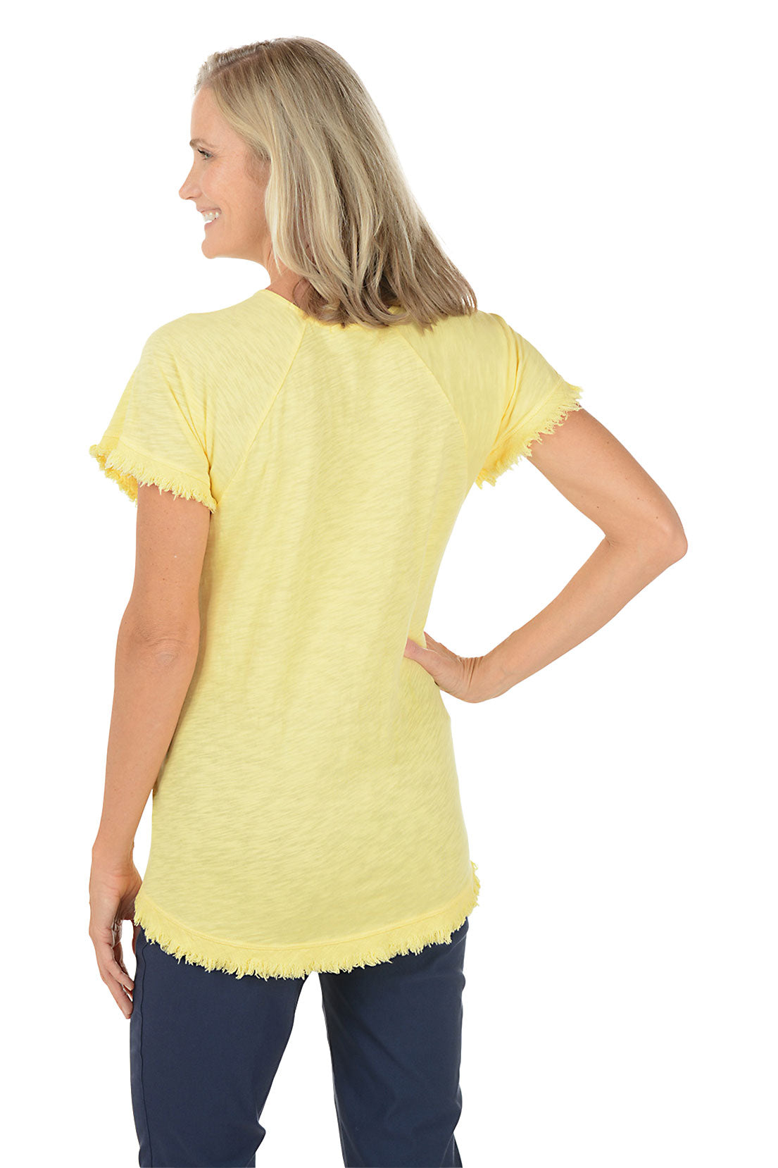 Wind Flower Frayed Raglan Sleeve Top