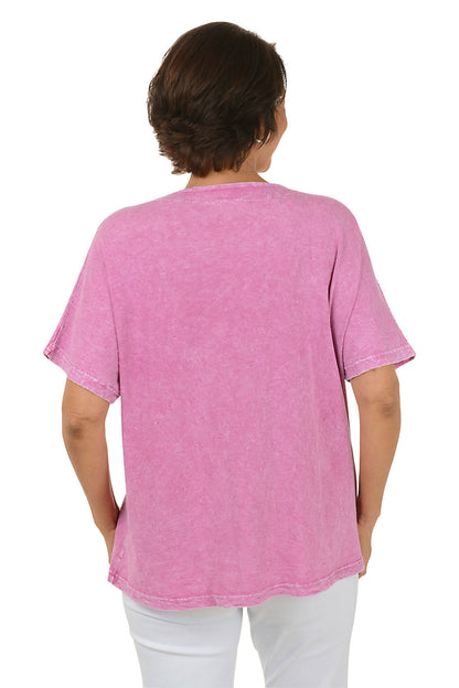 Tulips Ribbed Pocket Short Sleeve Top