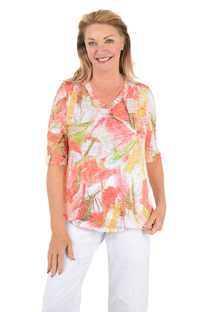 Zoey Crushed Burnout Elbow Sleeve Top