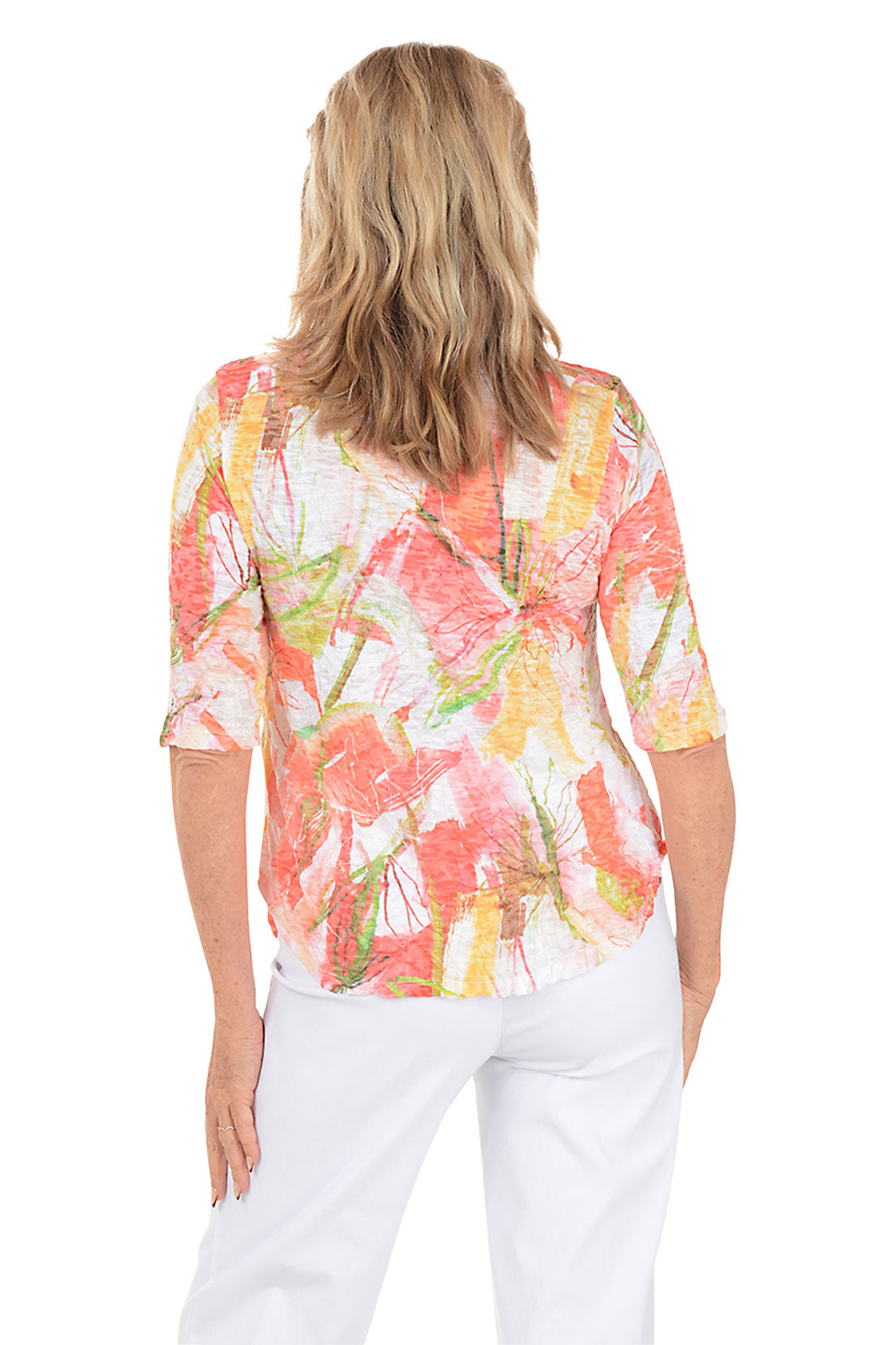 Zoey Crushed Burnout Elbow Sleeve Top