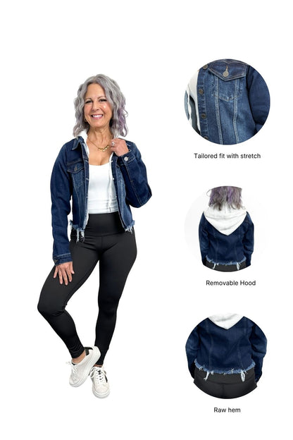 The Joey Hooded Raw Hem Denim Jacket