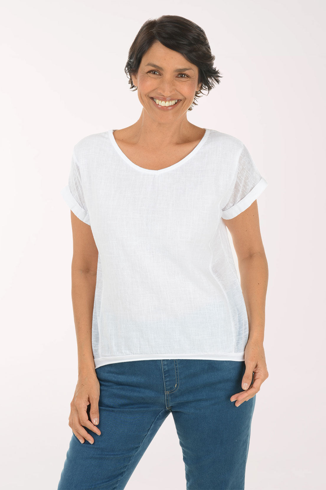 V-Neck 100% Linen Tee