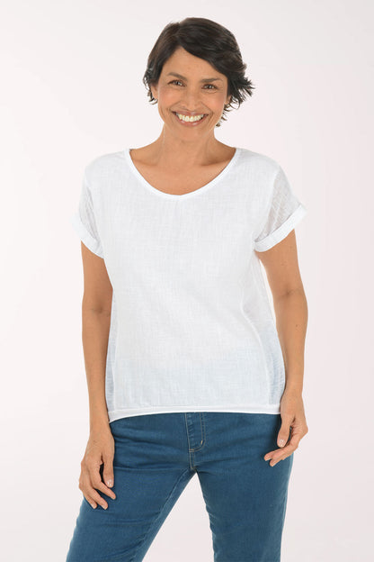 V-Neck 100% Linen Tee