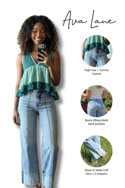 The Kallie High-Rise Tummy Control Wide Leg Denim - Three Inseams
