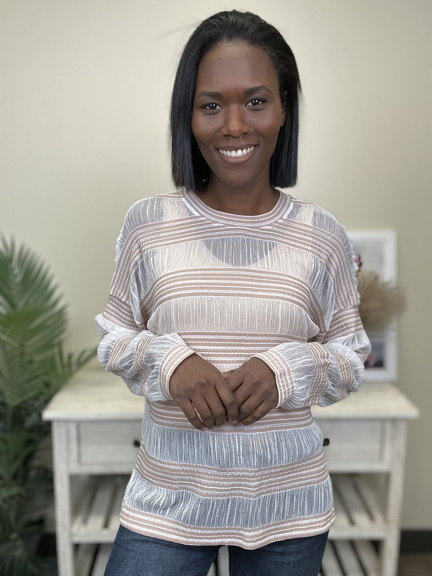 Someone Like You Women's Sheer Striped Sweater