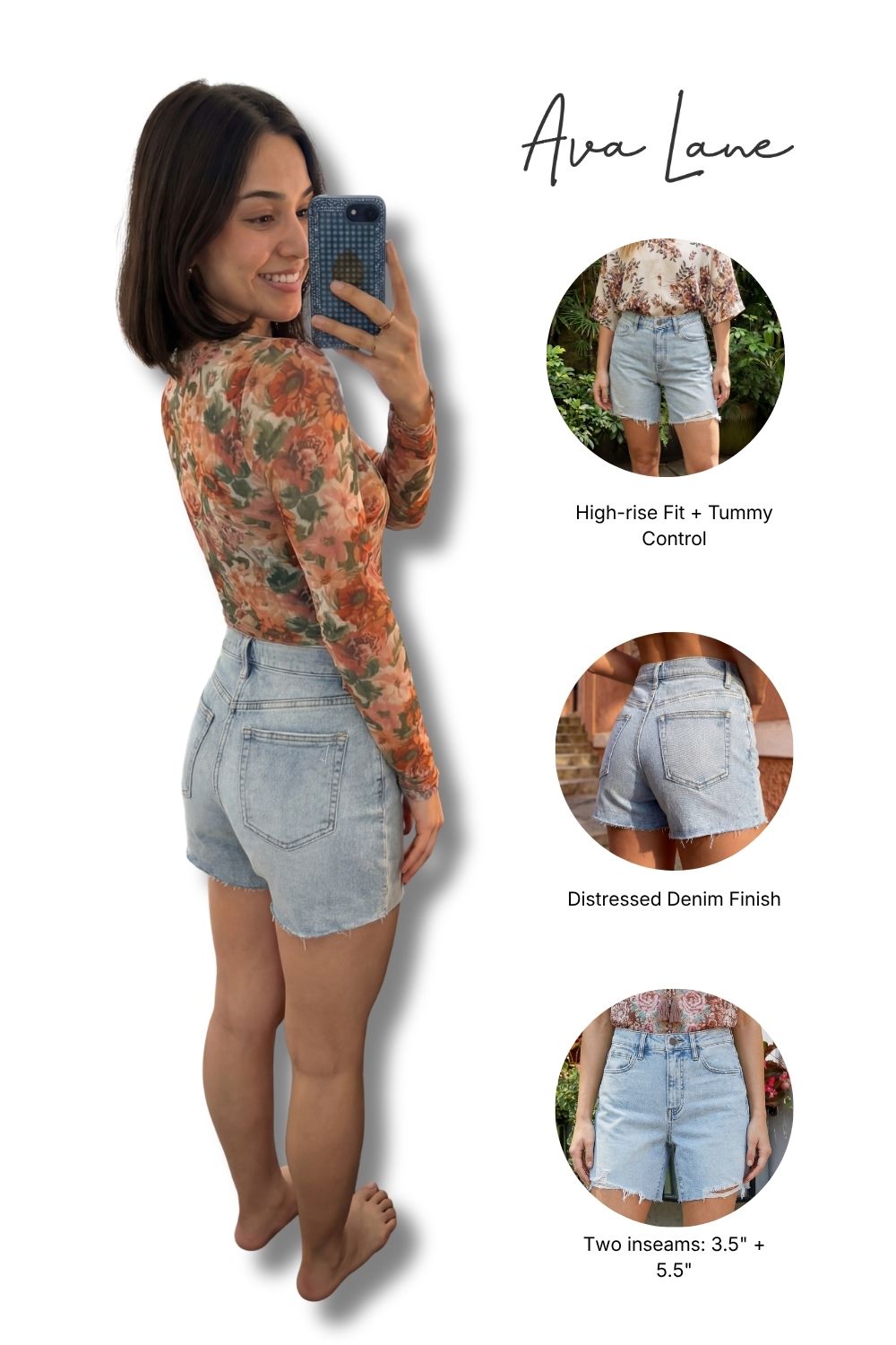 The Lennie High-Rise Tummy Control Distressed Denim Shorts - Two Inseams