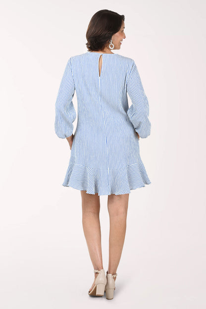Textured Stripe Flounce Hem Dress