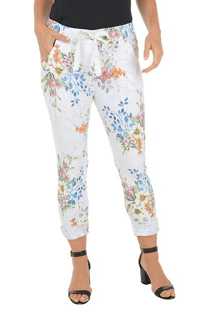 White Wildflowers Jogger Pant