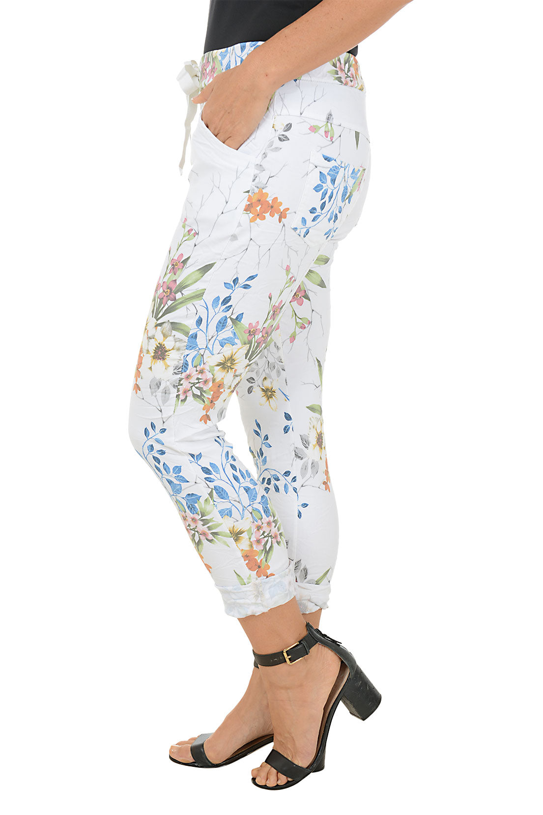 White Wildflowers Jogger Pant