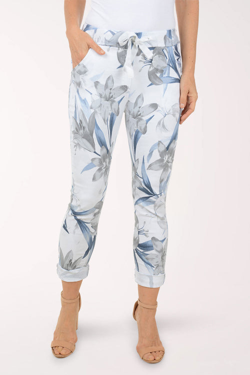 White Lily Flowers Jogger Pant