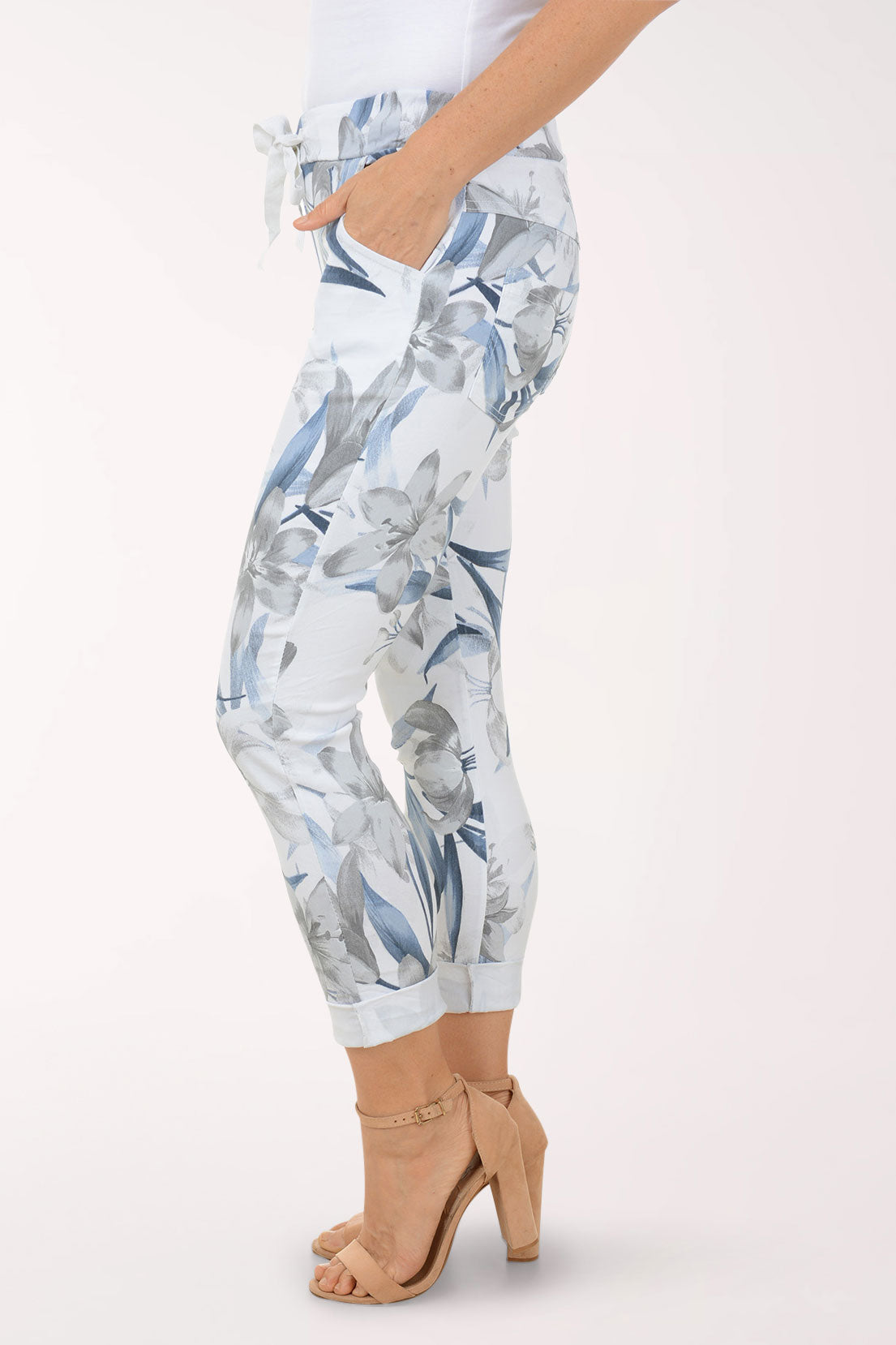 White Lily Flowers Jogger Pant