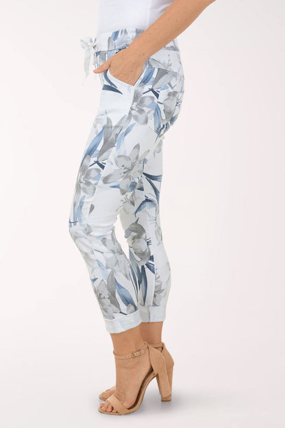 White Lily Flowers Jogger Pant