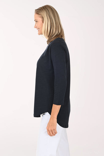 White And Navy Anchor Cotton Tunic Top