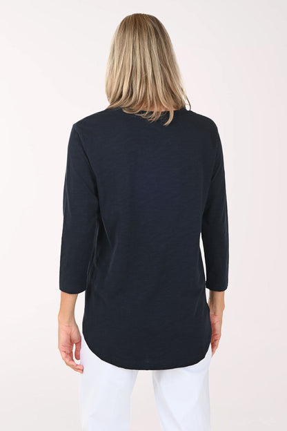 White And Navy Anchor Cotton Tunic Top