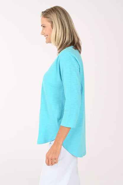 White And Pool Blue Turtles Cotton Tunic Top