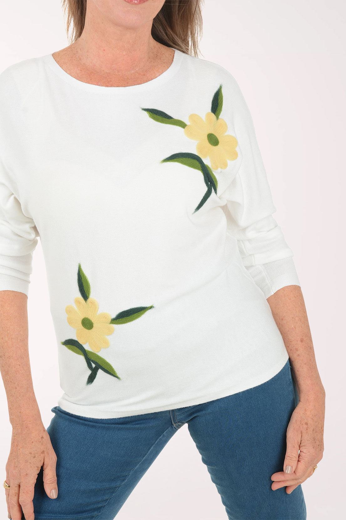 Yellow Daisies Felted Sweater