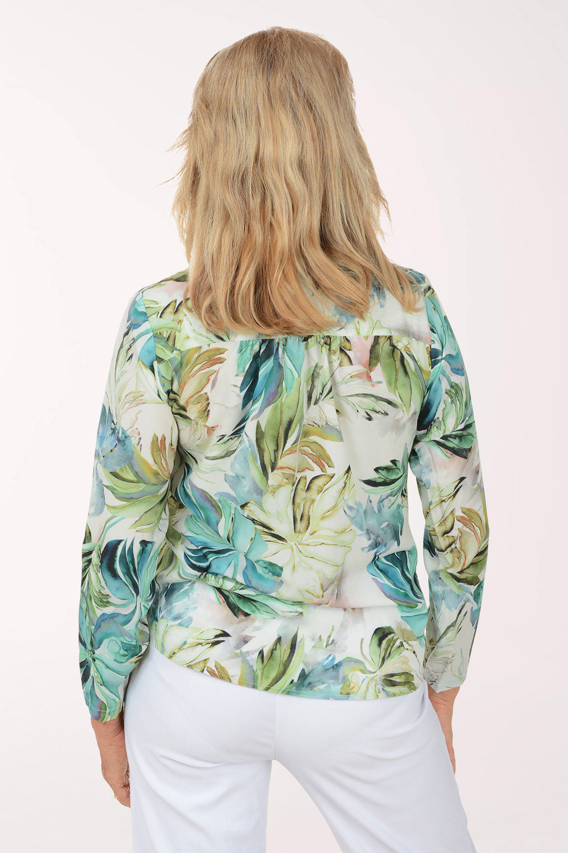 Watercolor Ferns Collared Blouse