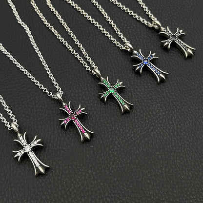 Chrome Hearts Necklace Vintage Cross Necklace with Diamonds for Men and Women