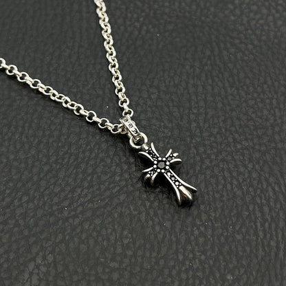 Chrome Hearts Necklace Vintage Cross Men's and Women's Colored Diamond Pendant