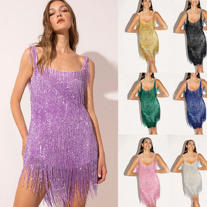 Corset Dress Autumn Winter Sexy Backless Tassel Dress