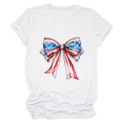 Bow, Summer Short Sleeve Women's Fashion T-Shirt