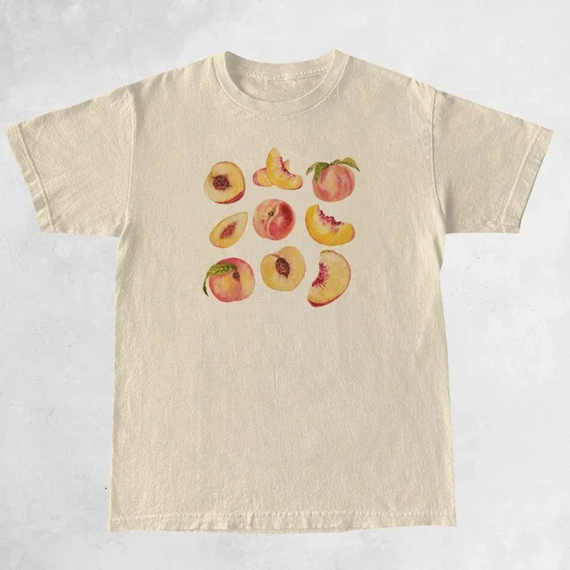 Cute Cottagecore Aesthetic T-Shirts Vintage Peaches Printed