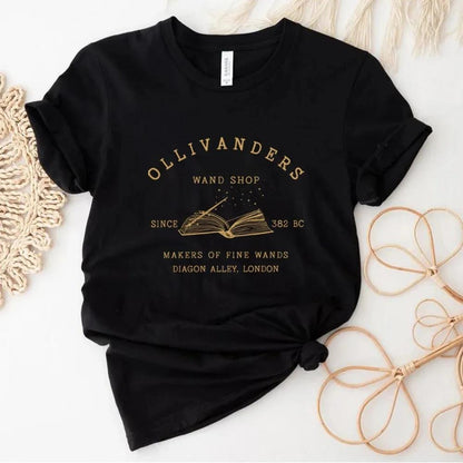 Cotton T Shirt Unisex Tops Ollivanders Wand Shop T-Shirt