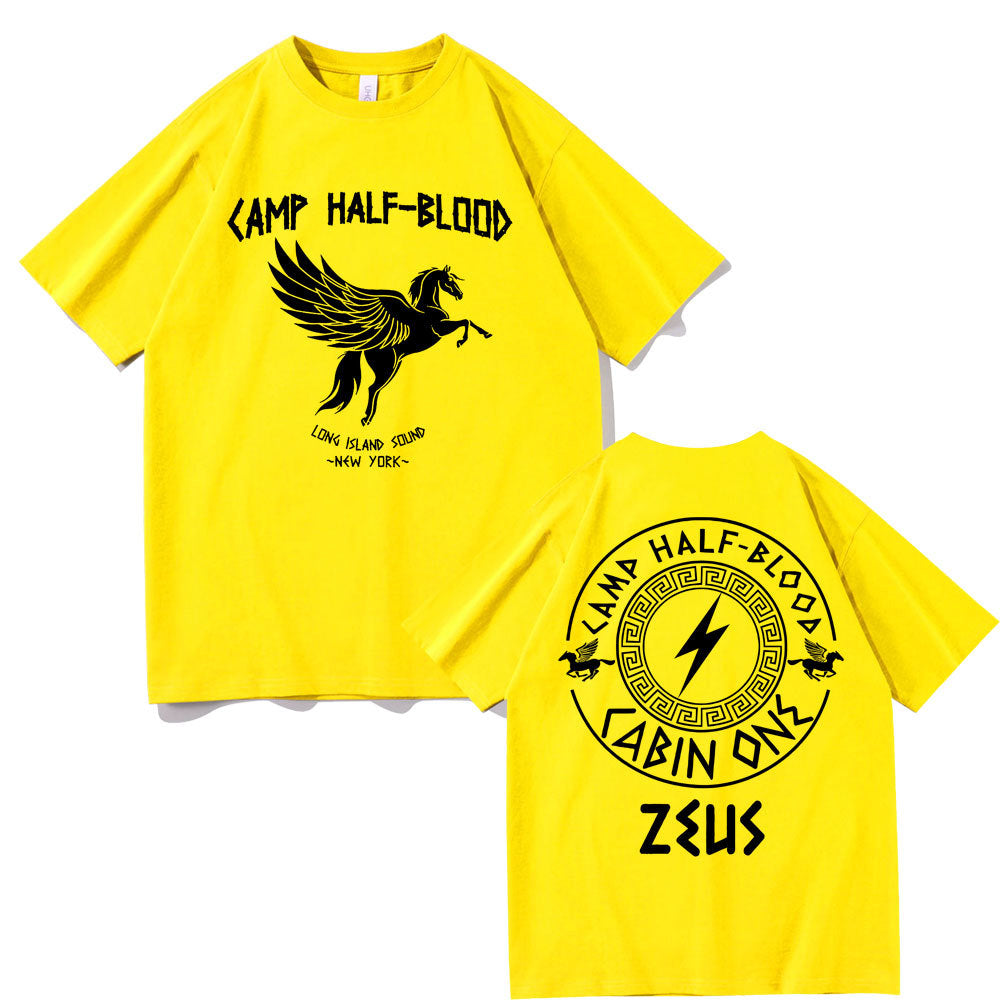 Camp Half Blood Double Sided Printed T-shirts Streetwear Men