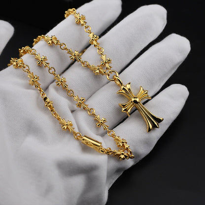 Chrome Hearts Necklace Gold Retractable Cross Premium Cold Wind Versatile for Men and Women